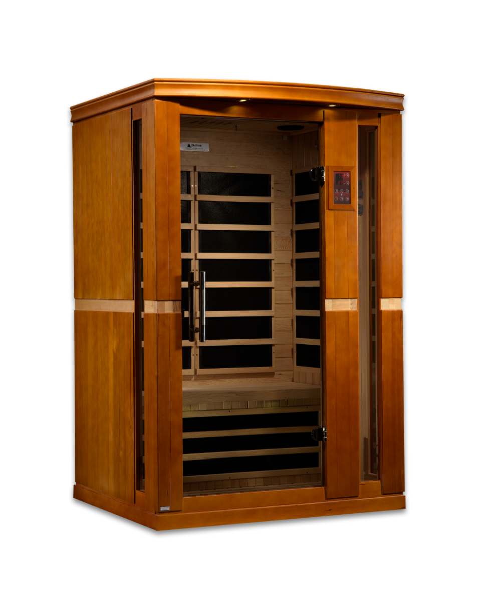 Dynamic Vittoria Elite 2–Person Ultra Low-EMF Infrared Sauna (Canadian Hemlock) — with Chromotherapy, Bronze Glass & Bluetooth Audio