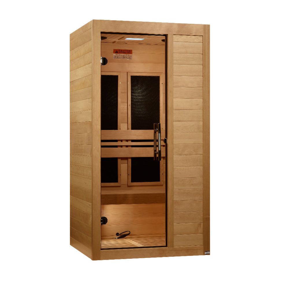 Maxxus S-Line Yoga 1–Person Low-EMF (5–10 mG) FAR Infrared Sauna (Canadian Hemlock) — with Chromotherapy & Bluetooth Audio